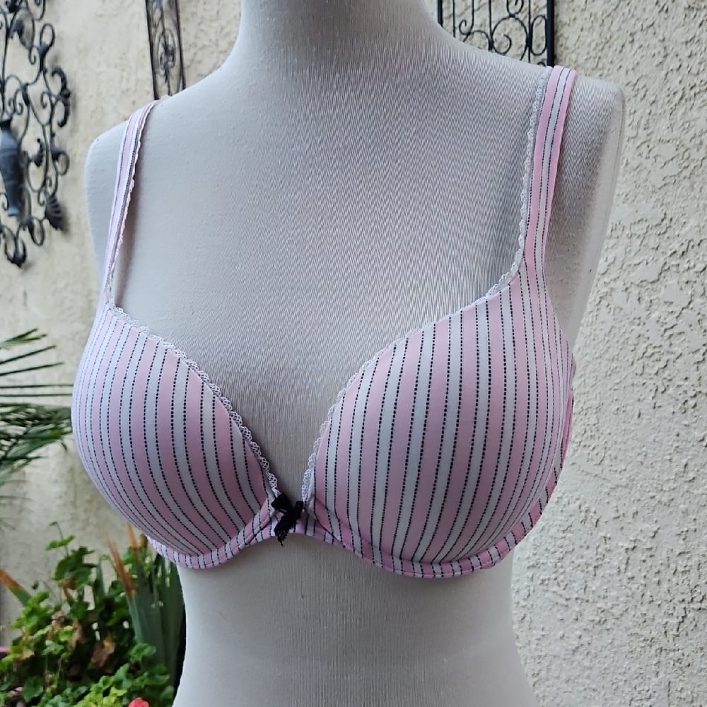 Victoria's Secret Pink and Black Striped Bra